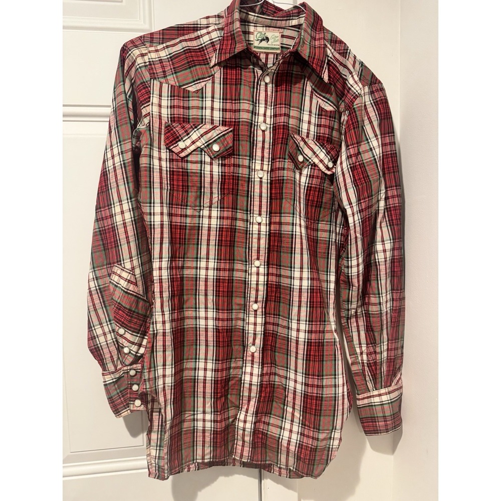 Vintage Men's Arizona Shirt Company Plaid Sawtooth Pearl Snap Button Down XS